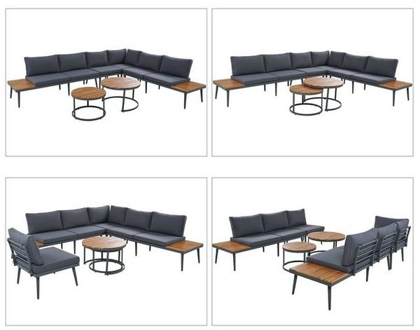 Flieks Gartenlounge-Set, (6-tlg), Gartenmöbel 6 Person Sitzgruppe Akazienholz Bild 4