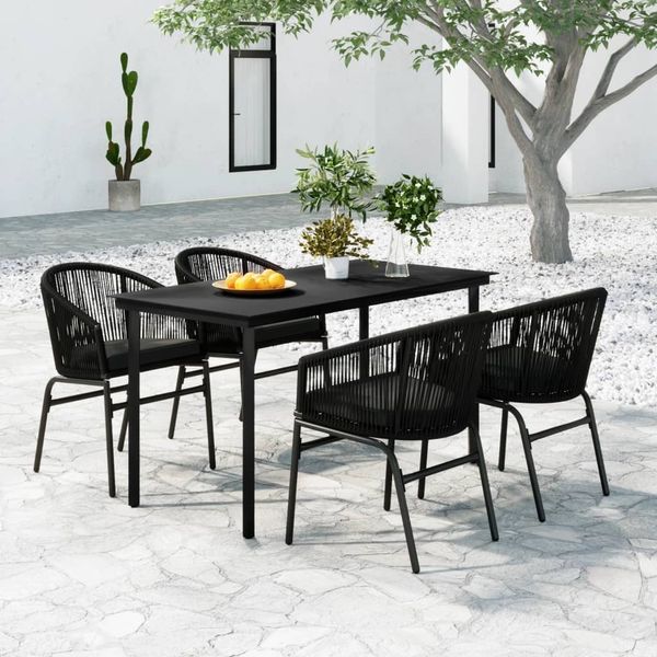 vidaXL 5-tlg. Garten-Essgruppe Schwarz 3099223
