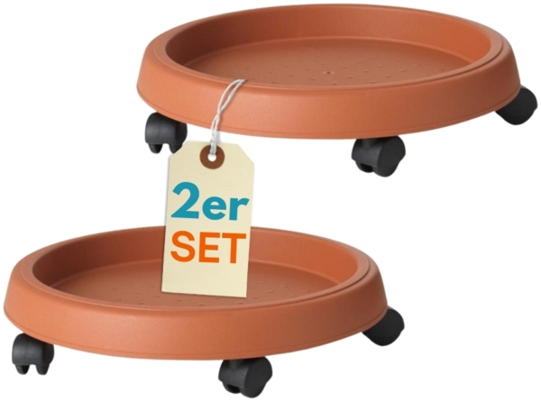 2er Set Pflanzenroller Outdoor Wetterfest Rollbrett Pflanzen Blumentopf Untersetzer mit Rollen Pflanzenroller Rund Blumenroller 30 cm
