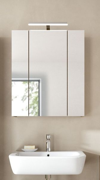 welltime Spiegelschrank Florenz, Spiegelschrank inkl. Beleuchtung, Nox Oak NB, 3-türig