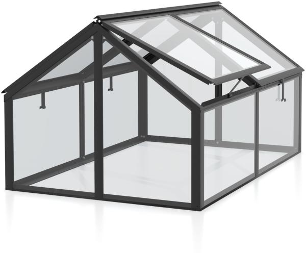 Vitavia Frühbeet Gamma TxBxH 89 x 124 x 71 cm 4 Fenster 1m² 3mm ESG Glas Alu schwarz Bild 2