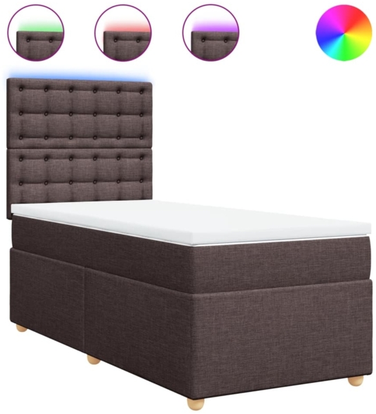 vidaXL Boxspringbett mit Matratze Dunkelbraun 100x200 cm Stoff 3293508