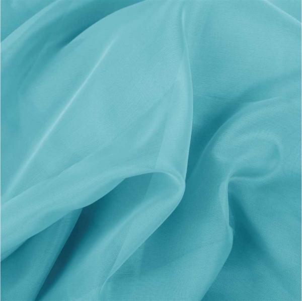 Transparenter Flächenvorhang Voile 60x245 cm wahlweise mit und ohne Technik, schlichte und stilvolle Fensterdekoration in vielen verschiedenen Farben erhältlich (türkis - petrol / ohne Technik) Bild 2