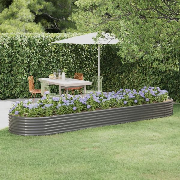 vidaXL Hochbeet Verzinkter Stahl 396x100x36 cm Grau 319004