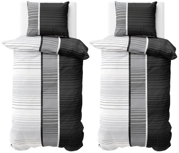 Visaggio Bettwäsche Allergiker geeignet 135x200, 155x200 oder 155x220, Microfaser, 4 teilig, modern und gestreift