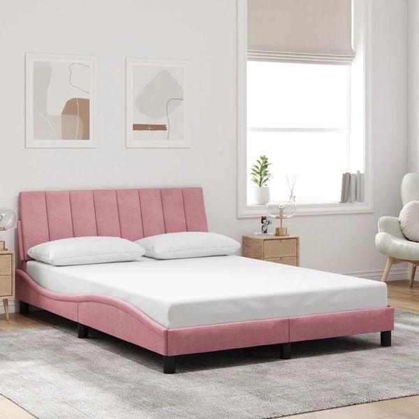 vidaXL Bettgestell ohne Matratze "Hanko" Rosa 140x190 cm Samt 3207848