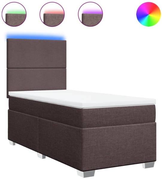 vidaXL Boxspringbett mit Matratze Dunkelbraun 90x200 cm Stoff 3292667
