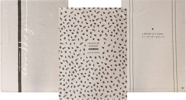 Bastion Collections Geschirrtuch White Kitchen Love, Höhe: cm, Farbe: Beige, Motiv: Happiness