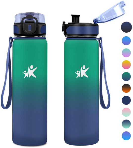 KollyKolla Trinkflasche Edelstahl 1L, Thermosflasche, BPA-Frei Isolierflasche, Auslaufsicher Thermoskanne, Wasserflasche für Kinder, Schule, Sport, Sprudel, Fitness, Outdoor, Camping