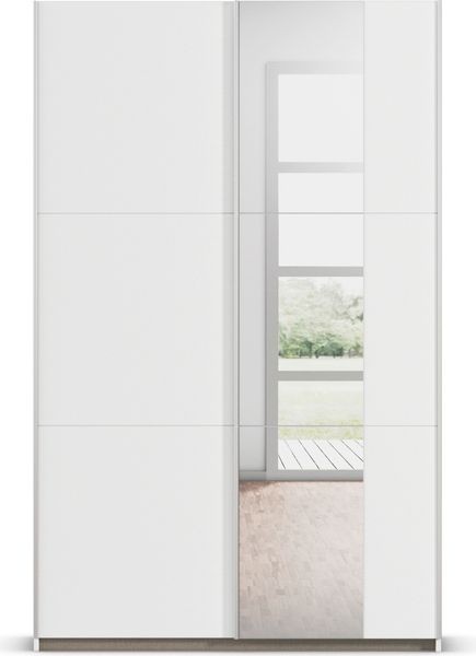 rauch Kleiderschrank, Schwebetürenschrank KRONACH, 2-türig, 1 Spiegeltüre teilaufgelegt, Alpinweiß, 131 x 210 x 59 cm Bild 2