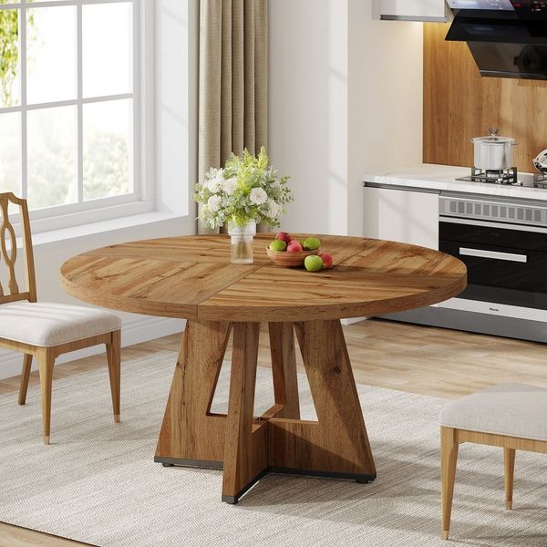 Tribesigns Esstisch Runder Esstisch, Küchentisch für Esszimmer Wohnzimmer, 120 cm