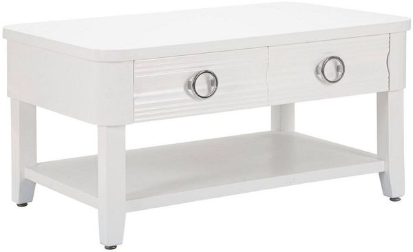 Dmora Wohnzimmertisch Taylor, Niedriger Wohnzimmertisch, Kaffeeregal, Couchtisch für Sofa, 90x60 h47 cm, Weiß