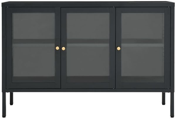 Sideboard, Kommode Anthrazit 105x35x70 cm Stahl und Glas Bild 3