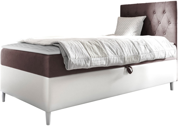 Boxspringbett 'Lenda Junior 1', rosa, 90x200 cm, Rechts