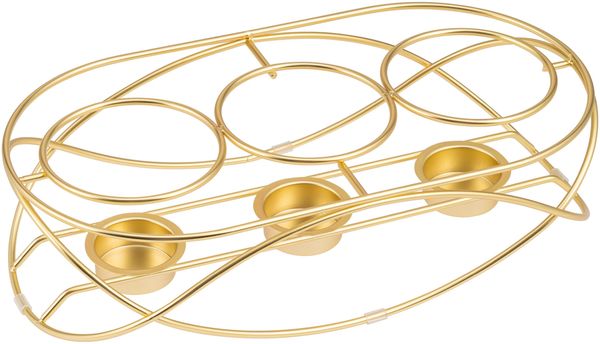 Speisenwärmer, für 3 Teelichter, ovale Warmhalteplatte, Stövchen, goldfarben