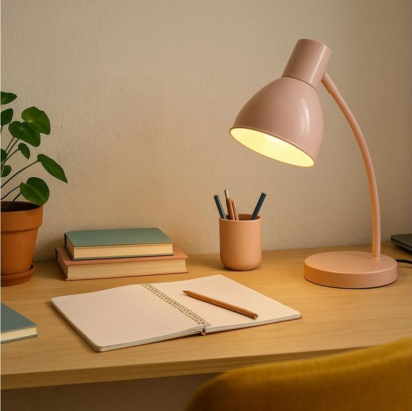 Lightbox Tischleuchte, ohne Leuchtmittel, Schreibtischleuchte E14, 43 cm, Metall, rosa, max. 20 W, LED geeignet