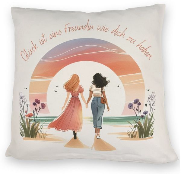 speecheese Dekokissen Freundinnen Sonnenuntergang Kissen mit Spruch Freundin wie dich ist