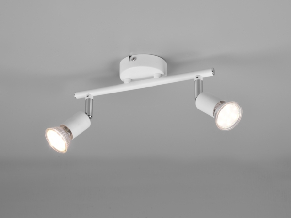LED Deckenstrahler 2-flammig Metall Weiß, Breite 25cm
