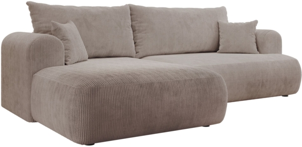 Selsey 'Ovo Cord' Ecksofa mit Cordbezug, Schlaffunktion und Stauraum, Beige, links