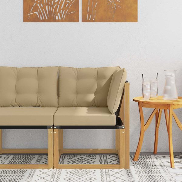 vidaXL Outdoor Ecksofa Massivholz Akazie und Textilene Stoff Weiß 901608