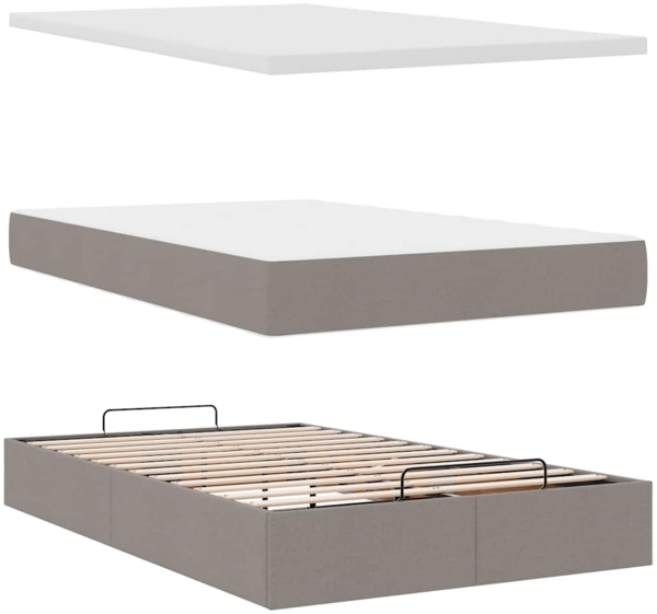 vidaXL Ottoman-Bett mit Matratze & LEDs Taupe 120x200 cm Stoff 3312468 Bild 8