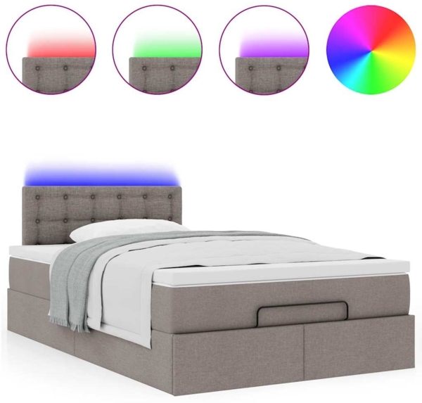 vidaXL Ottoman-Bett mit Matratze & LEDs Taupe 120x200 cm Stoff 3312468 Bild 4