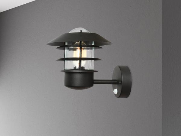 Außenleuchte, Wandlampe, Edelstahl, PIR-Sensor, H 23,6 cm