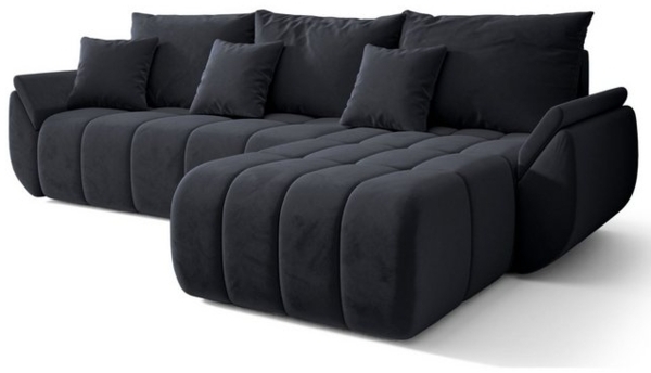 Selsey 'Romuldi' Ecksofa mit Schlaffunktion, Stauraum, Samtbezug, Anthrazit, rechtsseitig Bild 4