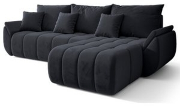Selsey 'Romuldi' Ecksofa mit Schlaffunktion, Stauraum, Samtbezug, Anthrazit, rechtsseitig Bild 6