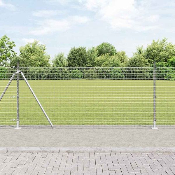 vidaXL Geschweißter Drahtzaun mit Betonfundament 50 x 1 m Silber Netz 3352354