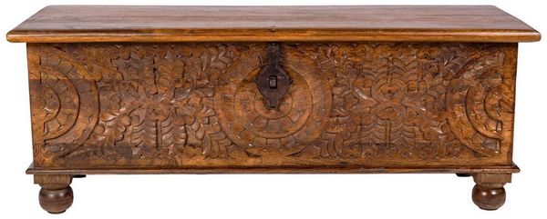 Marrakesch Orient & Mediterran Interior Truhe Vintage Deko Holz Sitzbank Stauraum 116cm Truhe Holzkiste mit Deckel
