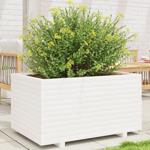 vidaXL Pflanzkübel Weiß 90x60x49,5 cm Massivholz Kiefer 3282565