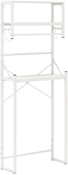3-stöckiges Toilettenregal platzsparendes Badezimmerregal über die Toilette 64 x 24 x 162 cm Weiß