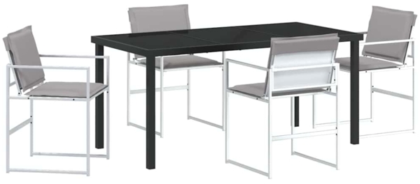 vidaXL Garten Essgruppe 5 pcs Weiß Textilene und Stahl 3379337