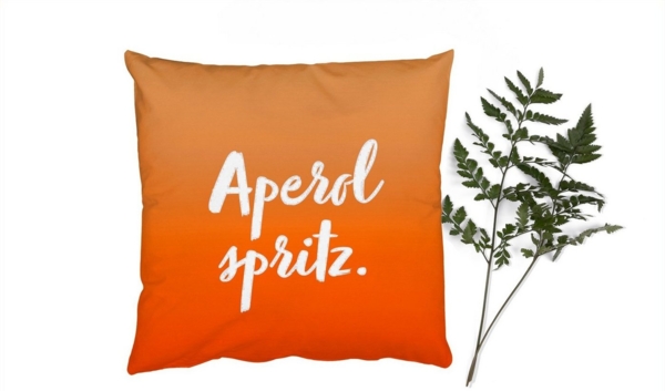 MuchoWow Dekokissen Text - Cocktail - Aperol Spritz - Zitate - Alkohol, Zierkissen mit Füllung für Wohnzimmer, Sofakissen, 40x40 cm Bild 1
