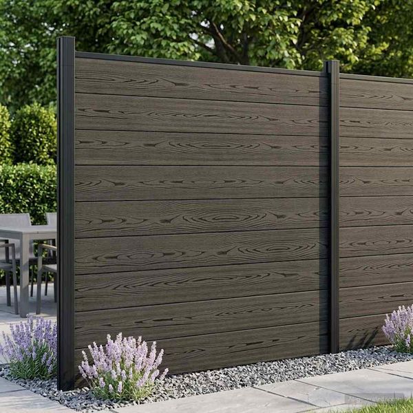vidaXL zaunset 5 pcs 872 x 186 cm WPC und Aluminium Schwarz 3429415