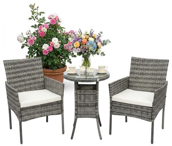 Relaxdays 3-teiliges Gartenmöbel Set Rattan