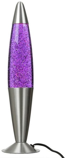 Licht-Erlebnisse Lavalampe JENNY, Warmweiß, Retro Tischleuchte Pink Lila 42 cm Glitterlampe