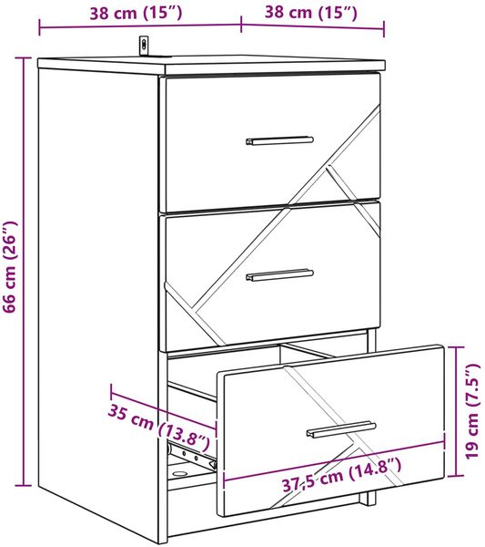 vidaXL Nachttisch Betongrau 38 x 38 x 66 cm Holzwerkstoff 883377 Bild 12