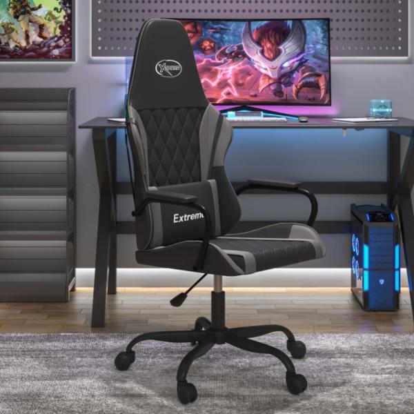 vidaXL Gaming-Stuhl Schwarz und Grau Kunstleder 3143779