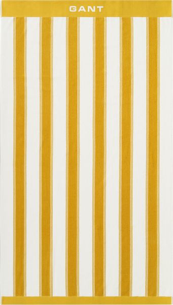GANT Strandtuch - YACHT STRIPE BEACH TOWEL, Duschtuch, Bio-Baumwolle, Streifen Gelb 100x180cm