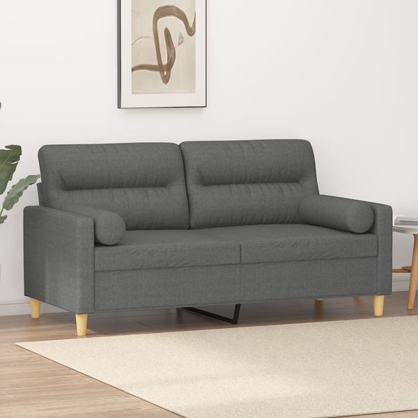 vidaXL 2-Sitzer-Sofa mit Zierkissen Dunkelgrau 140 cm Stoff 3200822