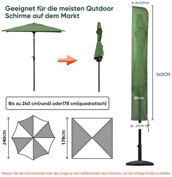 Sekey Sonnenschirm-Schutzhülle Sonnenschirm Schutzhülle Wasserdicht Abdeckung Abdeckhaube Schutzhaube