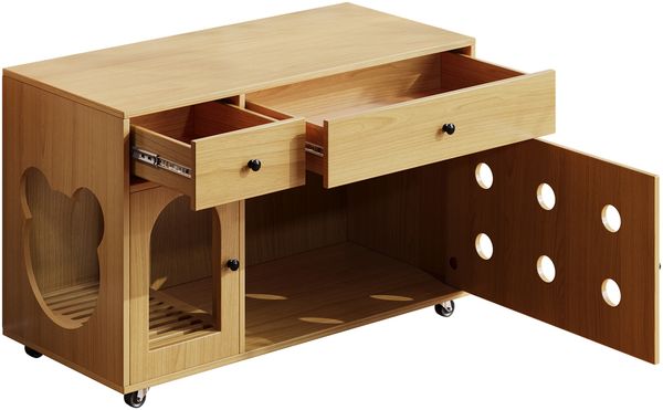 Katzentoilettenschrank B 100 x T 45 x H 66 cm aus MDF mit 2 Schubladen und abnehmbarer Sandfangplatte Bild 8