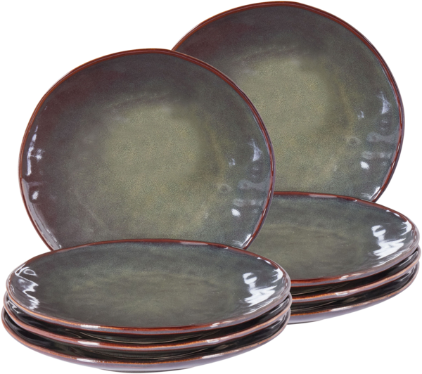 Speiseteller 8er Set THYME Steinzeug Dunkelgrün