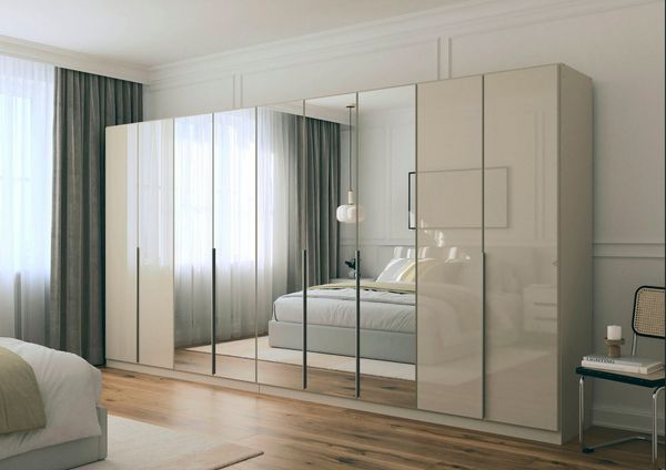 OTTO home Drehtürenschrank Kleiderschrank Kleiderschränke Schrank Garderobe AGORDO mit Glasfront (in zwei Griff-Farben, Breiten 91-405 cm) durchdachte Innenausstattung, in 8 Breiten und 2 Höhen MADE IN GERMANY