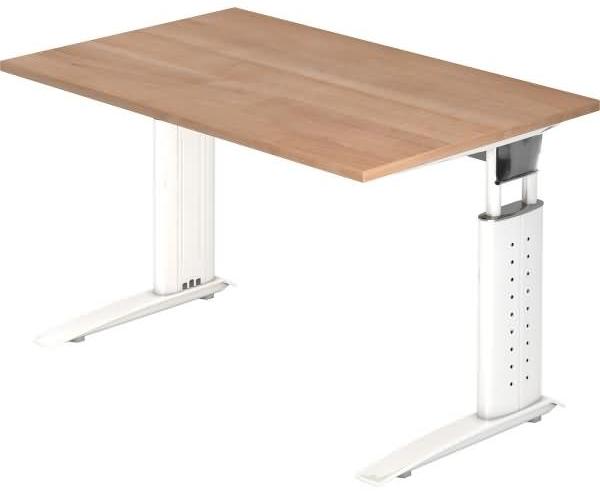 Schreibtisch US12 C-Fuß 120x80cm Nussbaum Gestellfarbe: Weiß