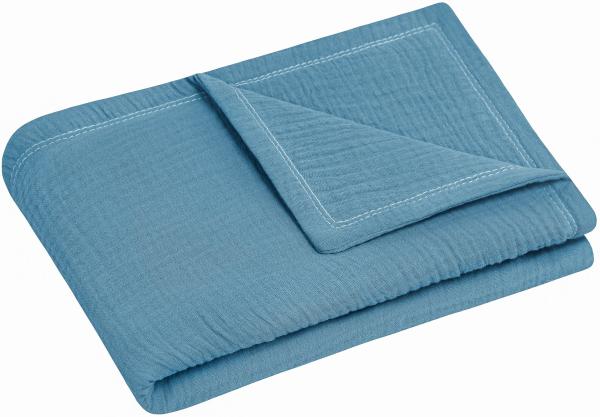 Kuscheldecke aus Baumwollmusselin, Blau