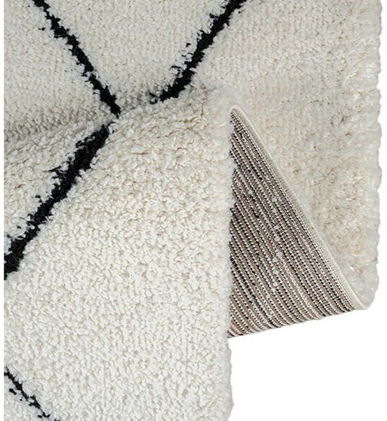 Carpetia Teppich Skandinavisch Wohnzimmerteppich Hochflor Rautenmuster weiß schwarz, rechteckig, Höhe: 30 mm