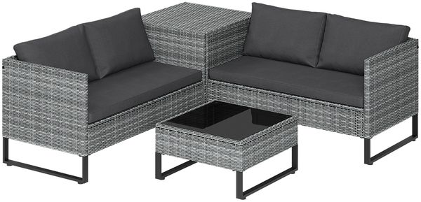 STEELSØN 'Alniyat' Polyrattan Gartenlounge 4-tlg. mit Tisch und Aufbewahrungsbox, grau-meliert/anthrazit, wetterfest, Outdoor Sitzgruppe für 4 Personen Bild 11